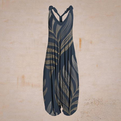 Relaxed Fit Womens Sleeveless Jumpsuit V Neck - Nocini
