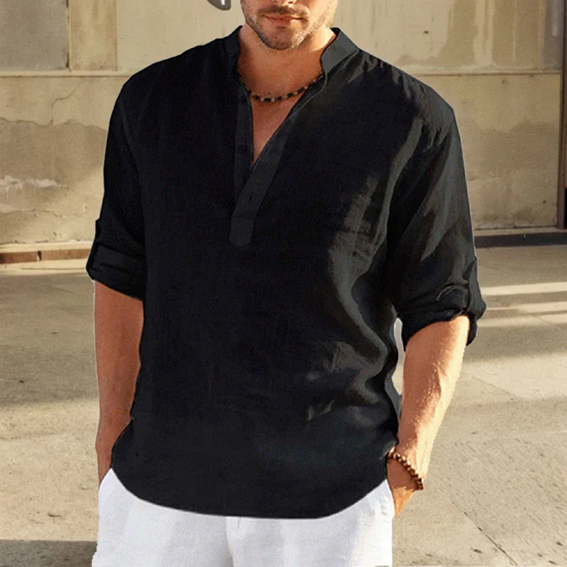 Relaxed Fit Men's Casual Long Sleeve Shirt