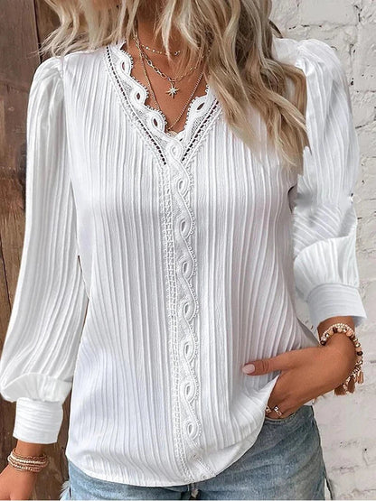 Elegant Blouse with Lace Trim Details