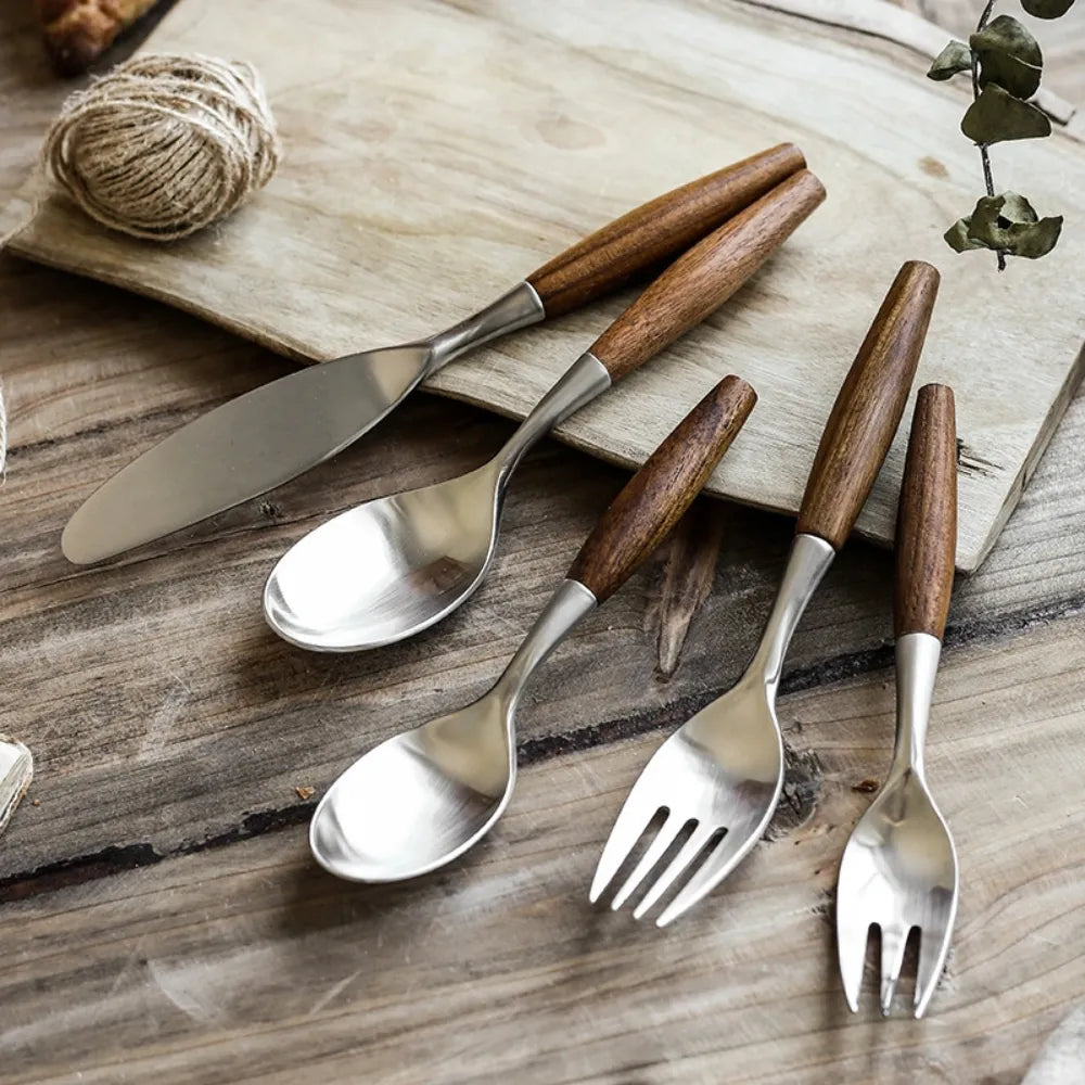 Japanese Wood Handle Flatware Set