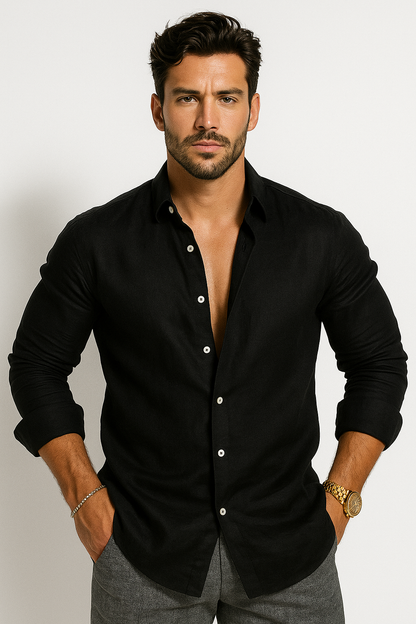 Men's Simple Relaxed Fit Long Sleeve Shirt