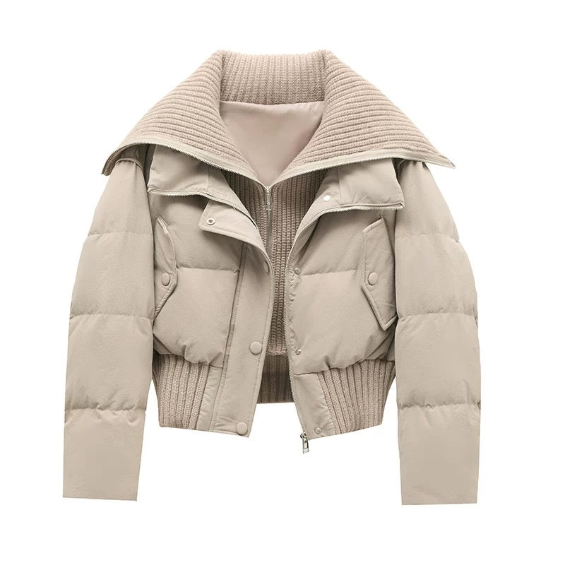 Warm Quilted Down Jacket | Oversized High Neck Coat - Nocini