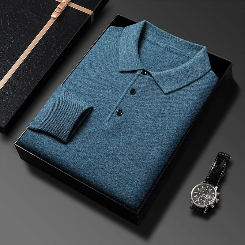 Classic Men's Wool Polo Sweater