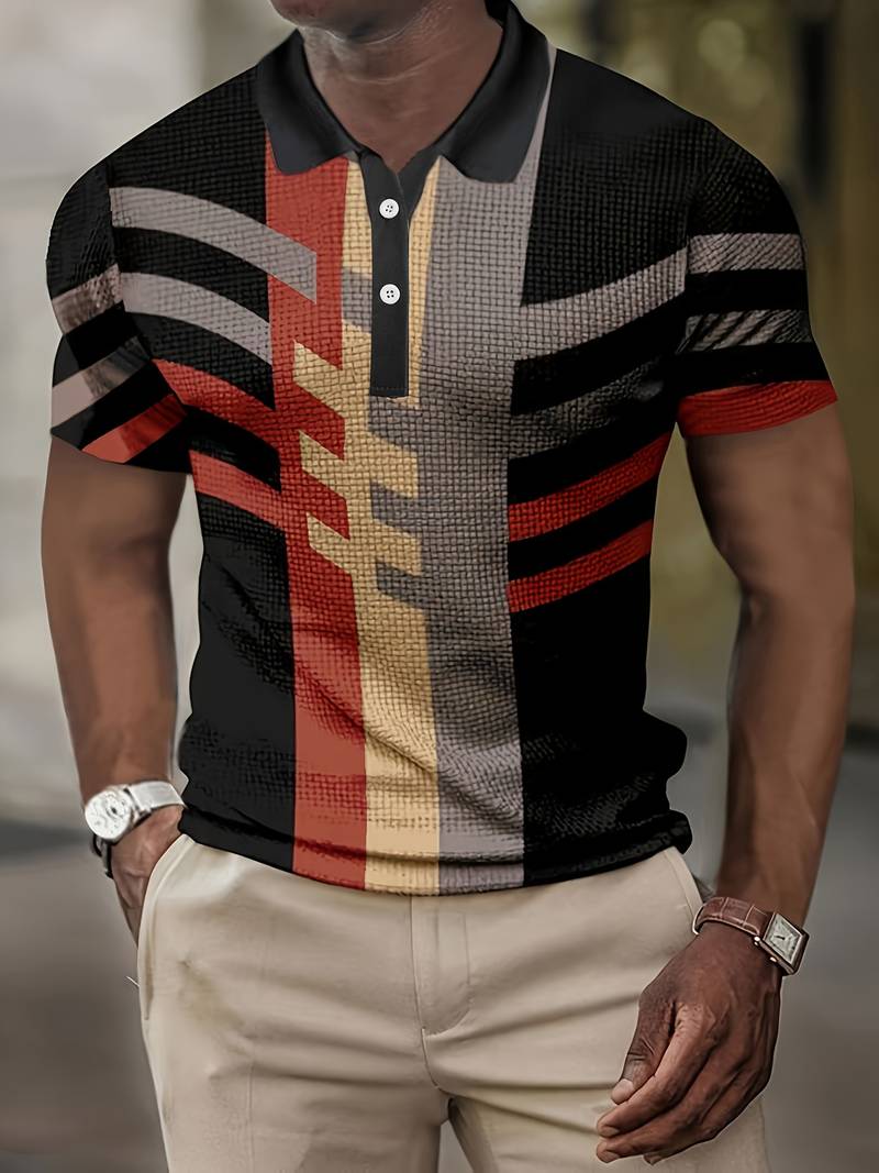Men's Slim Fit Short Sleeve Graphic Polo Shirt
