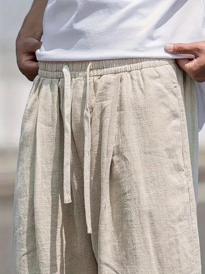 Relaxed Fit Men's Linen Drawstring Pants