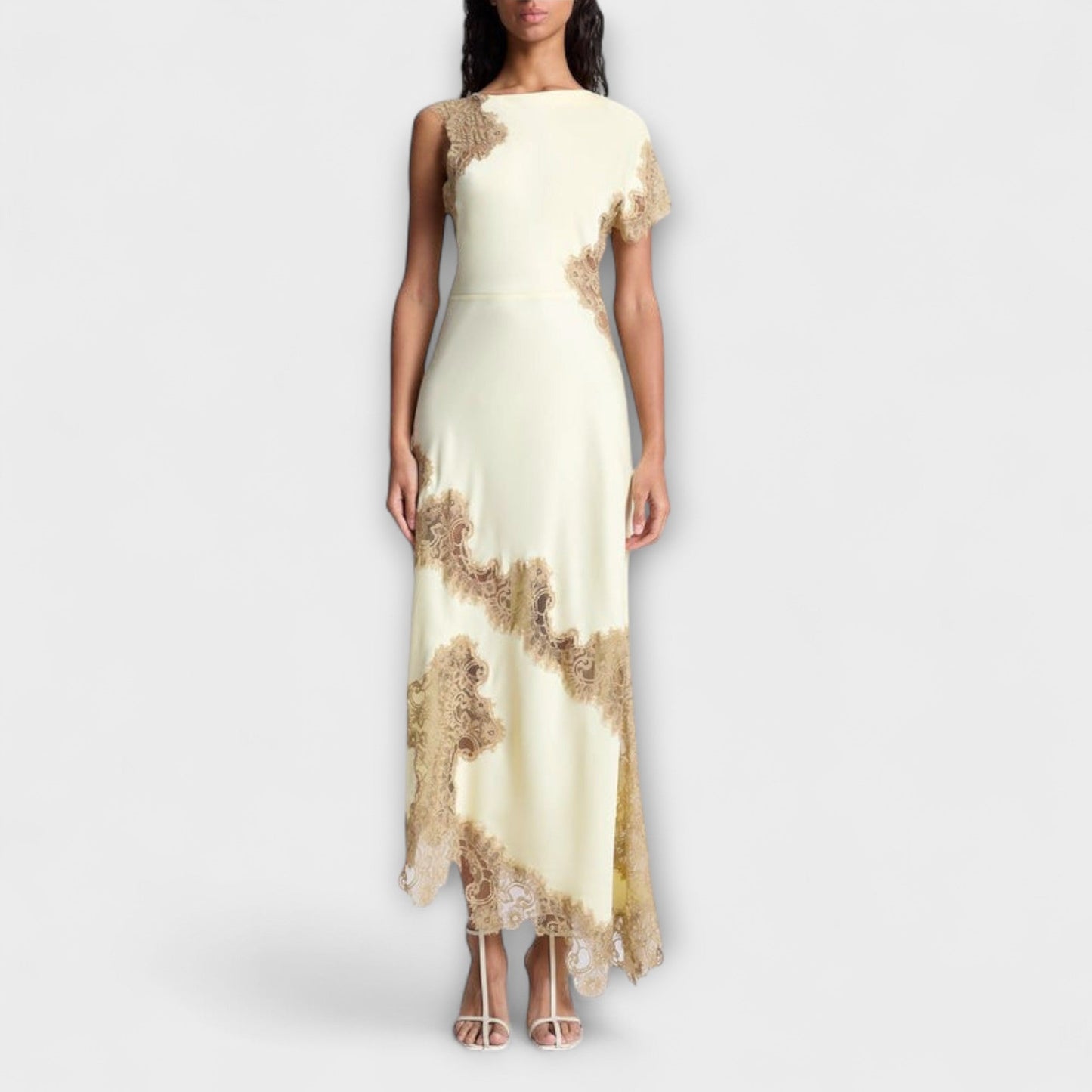 Elegant Satin Lace Evening Gown Dress