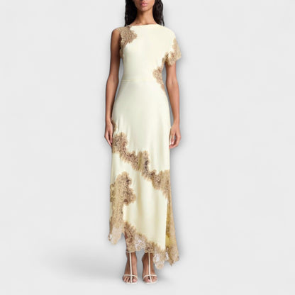 Elegant Satin Lace Evening Gown Dress