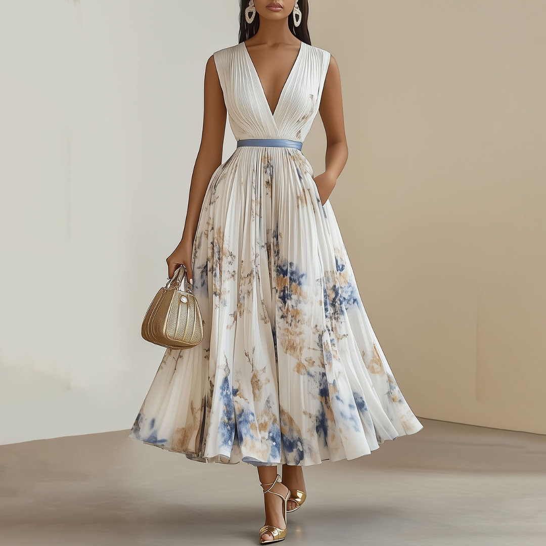 Elegant Wedding Dress with Blue Floral Pattern - Nocini