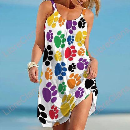 Casual Sleeveless Summer Dress with Fun Print