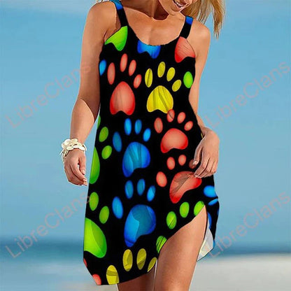 Casual Sleeveless Summer Dress with Fun Print