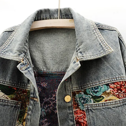 Ladies Vintage Flower Jeans Jacket