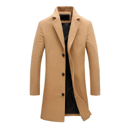 Warm Men's Classic Overcoat with Notch Collar