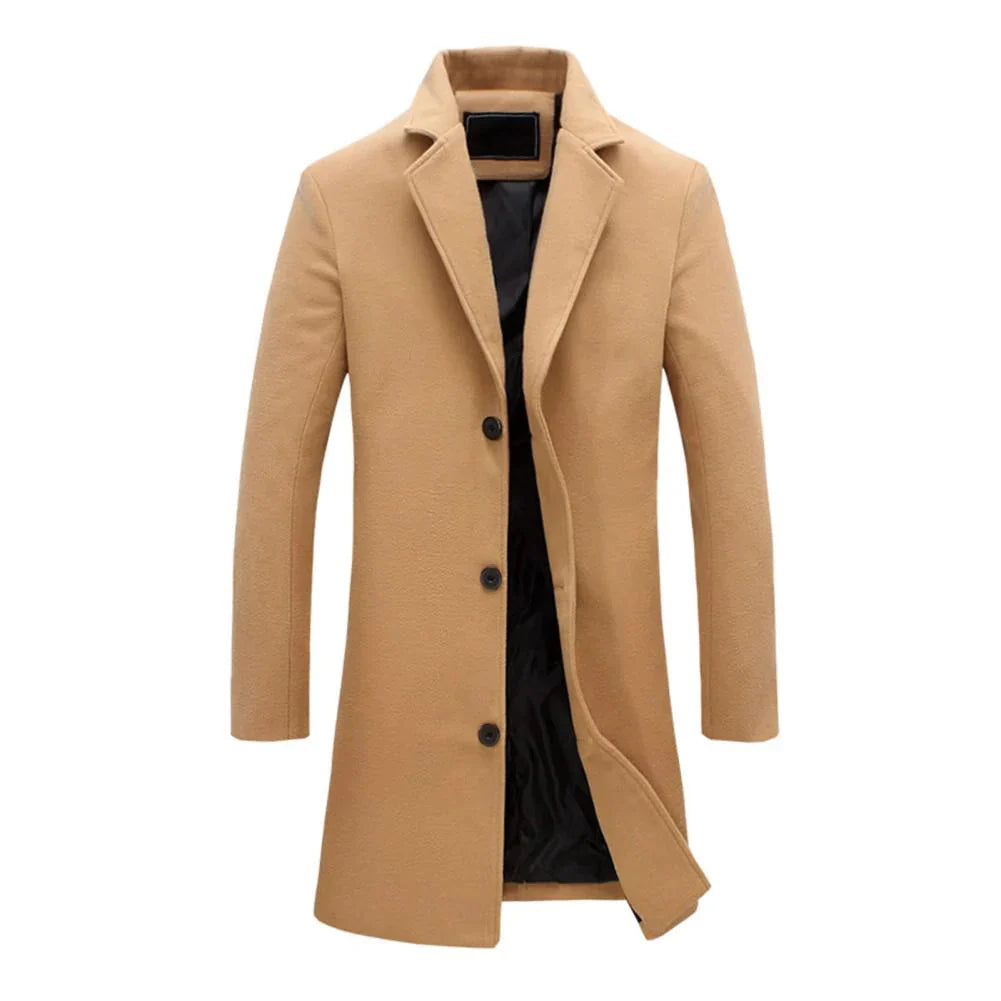 Warm Men's Overcoat with Classic Lapel