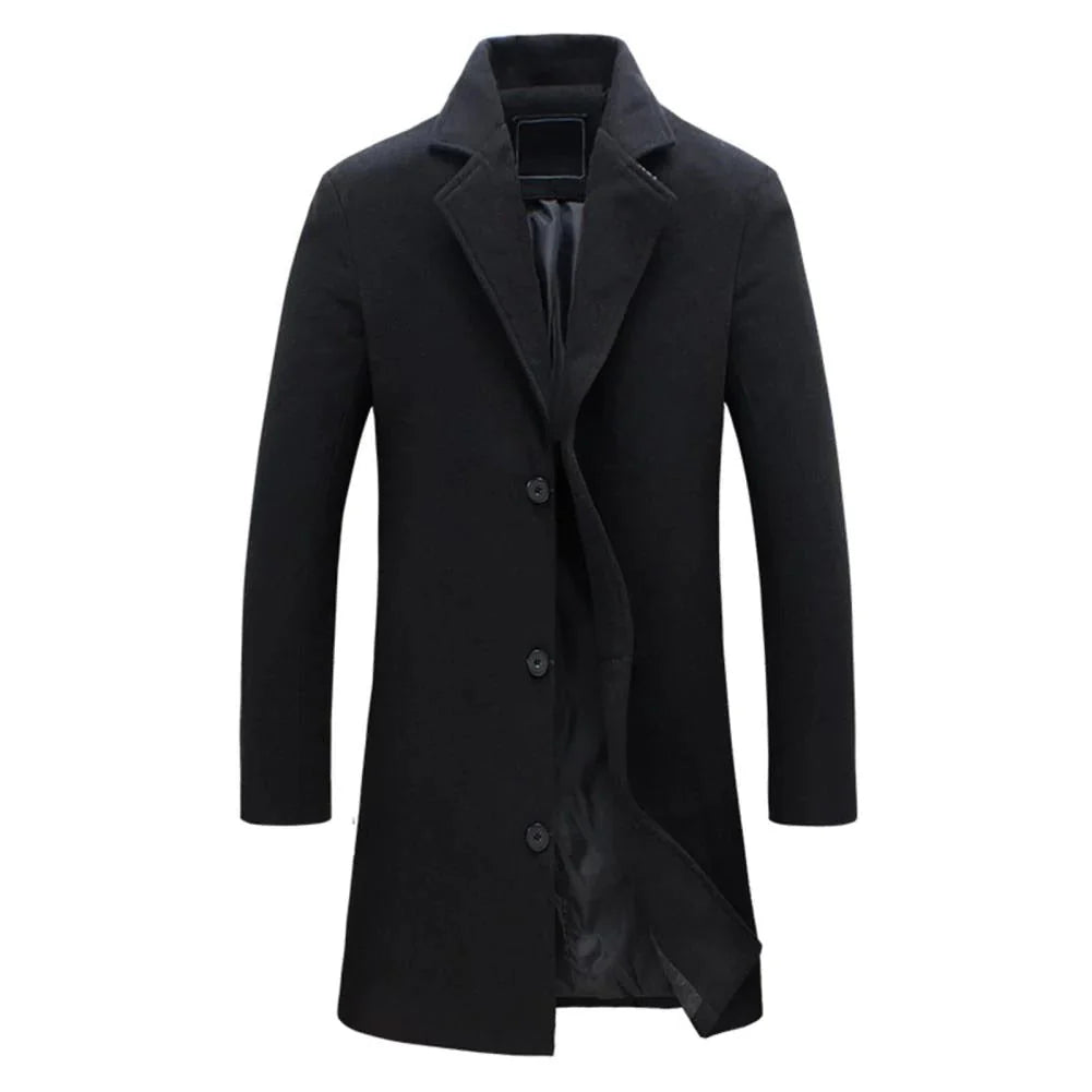 Warm Men's Classic Overcoat with Notch Collar