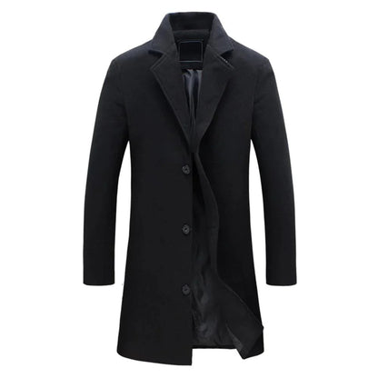 Warm Men's Overcoat with Classic Lapel