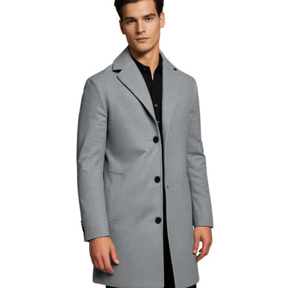 Warm Men's Classic Overcoat with Notch Collar