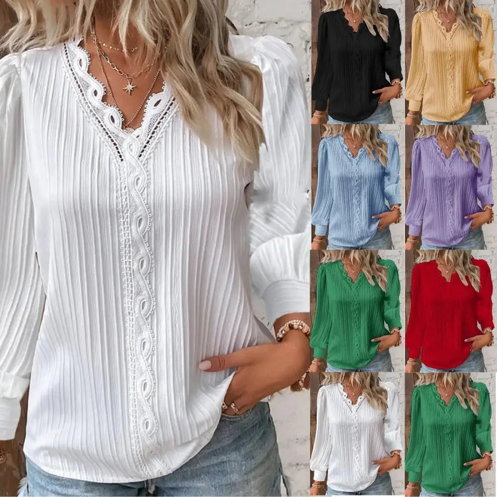 Elegant Blouse with Lace Trim Details