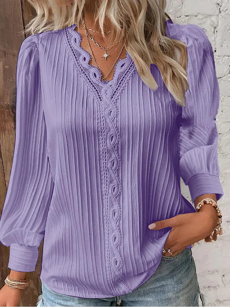 Elegant Blouse with Lace Trim Details