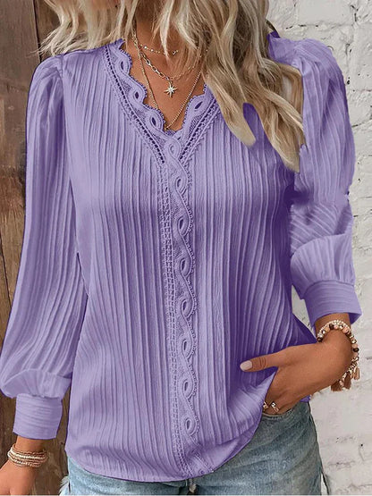 Elegant Blouse with Lace Trim Details