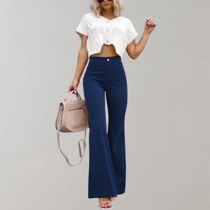 Luxurious High Waisted Wide Leg Women's Trousers