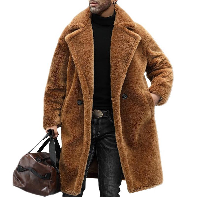 Warm Double Breasted Men's Shearling Coat
