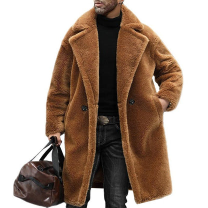 Warm Double Breasted Men's Shearling Coat