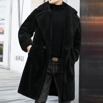 Warm Double Breasted Men's Shearling Coat