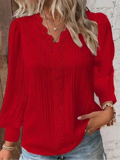 Elegant Blouse with Lace Trim Details