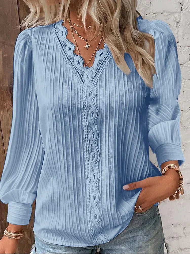Elegant Blouse with Lace Trim Details