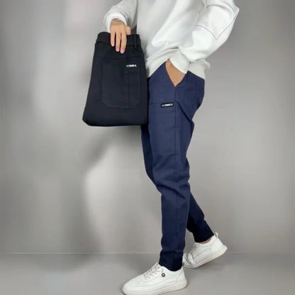 Slim Fit Men's Pants with Side Pockets and Cuffs