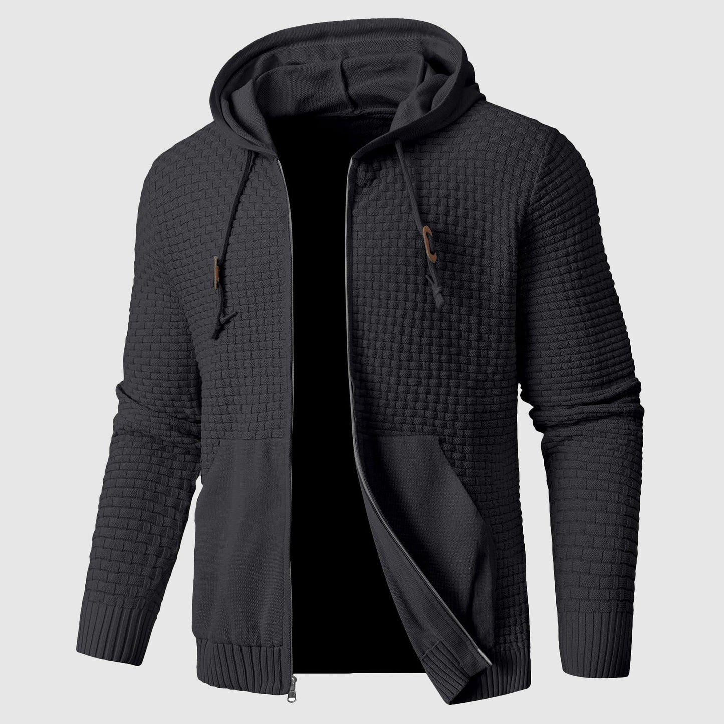 Men's Zip Up Hooded Sweater with Pockets - Nocini