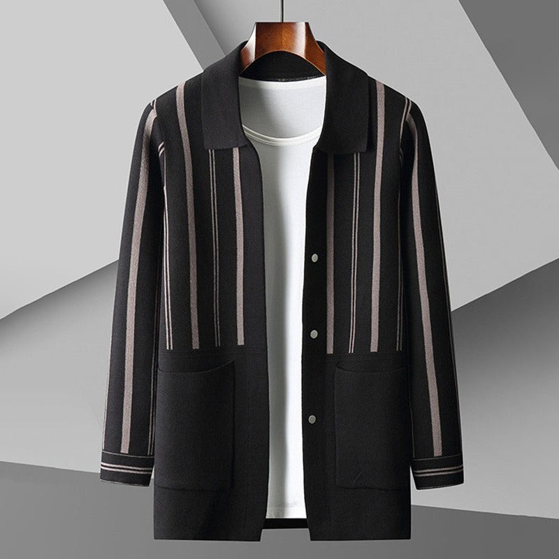 Cozy Mens Wool Cardigan with Buttons and Pockets