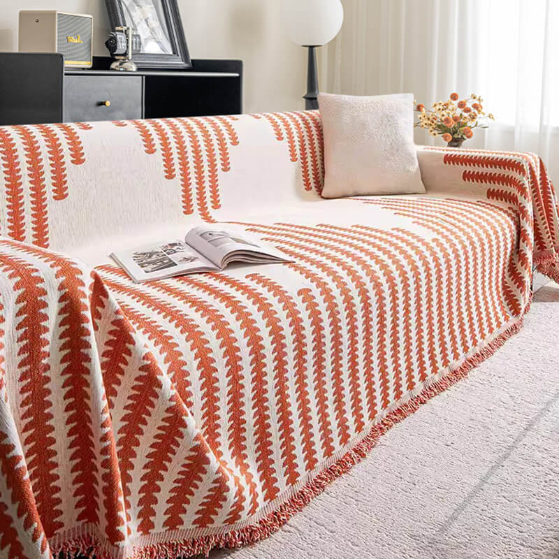 Soft Plush Sofa Slipcover with Colorful Geometric Design - Nocini
