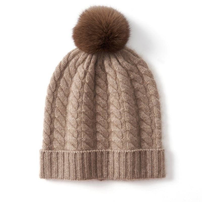 Warm Cable Knit Pom Pom Hat