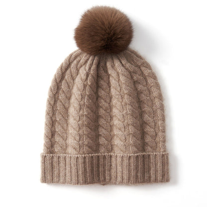 Warm Cable Knit Pom Pom Hat
