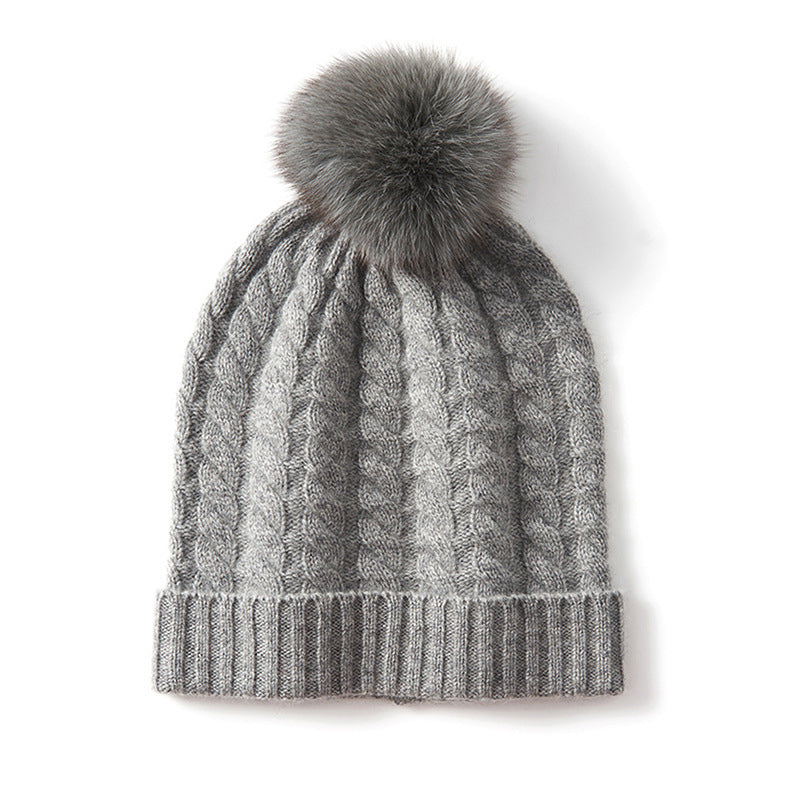 Warm Cable Knit Pom Pom Hat