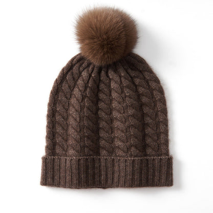 Warm Cable Knit Pom Pom Hat