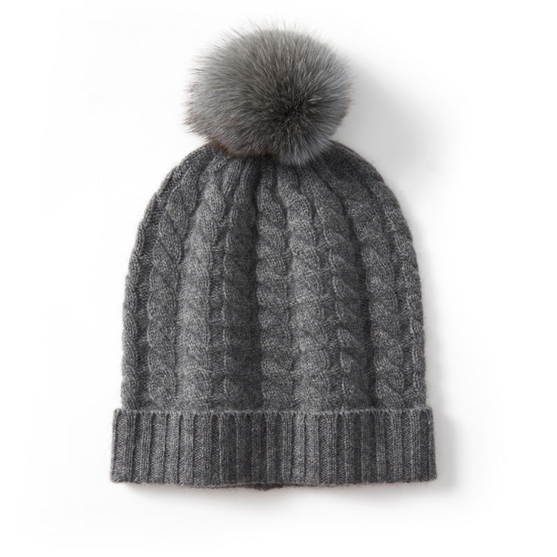 Warm Cable Knit Pom Pom Hat