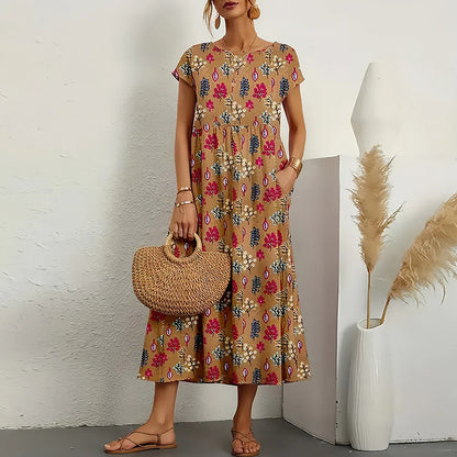 Relaxed Fit Summer Midi Dress for Women - Olytrend