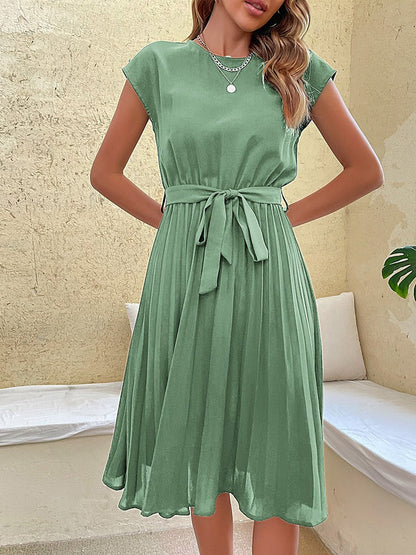 Flared Knee Length Dress with Short Sleeves