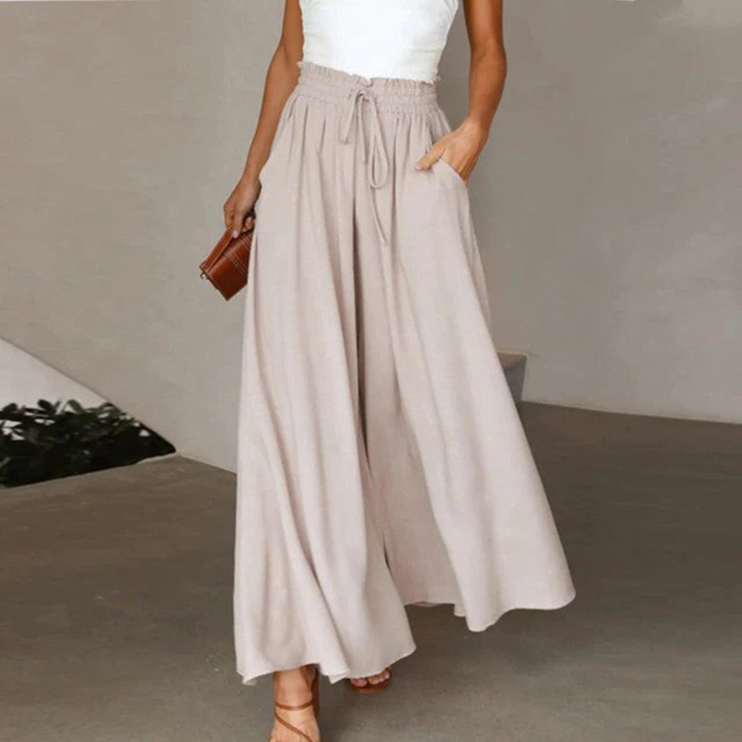 Flowy Maxi Skirt with Elastic Waist and Pockets