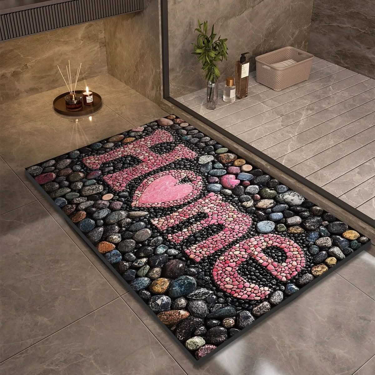 Eclectic Stone-Like Textured Bath Mat