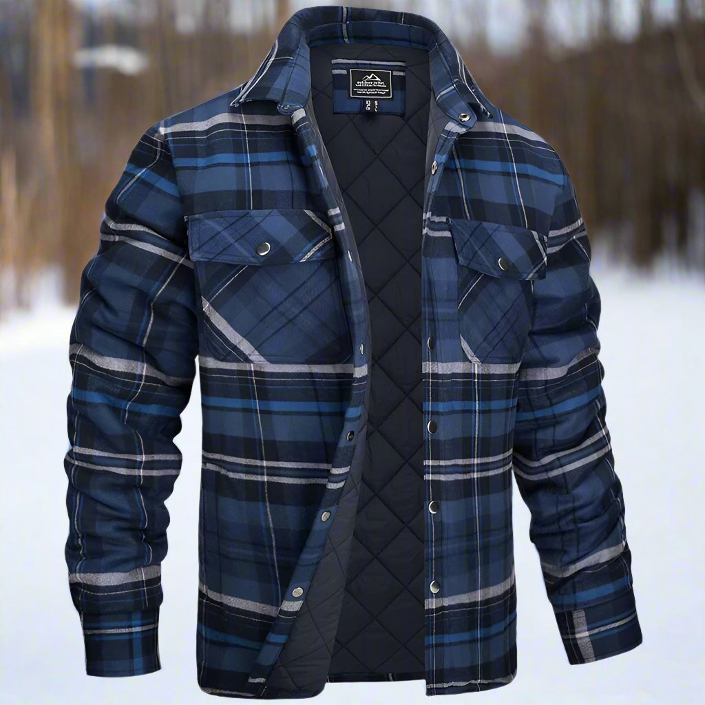 Casual Checked Button Down Shirt Jacket - Nocini