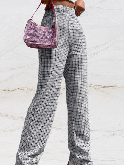 Classic Fit Women's Checked Wide Leg Pants