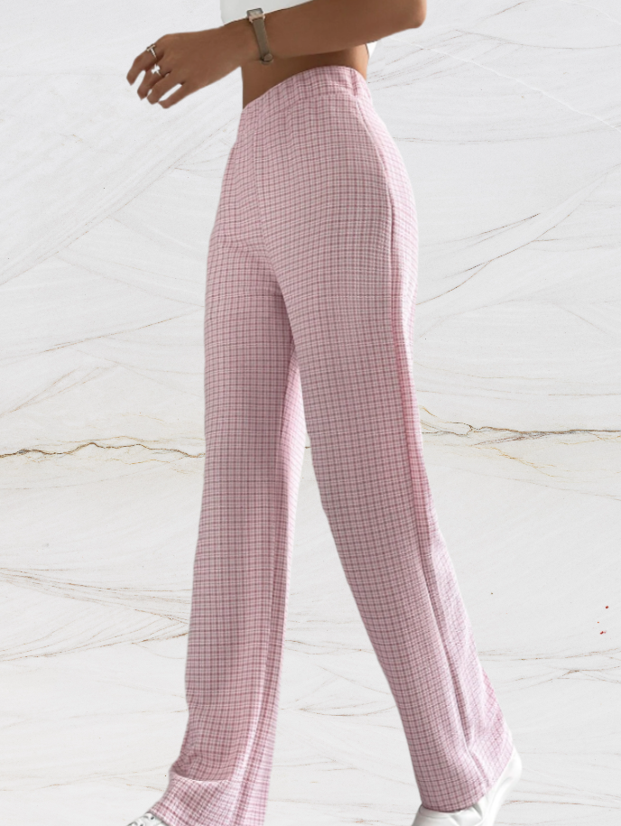 Classic Fit Women's Checked Wide Leg Pants