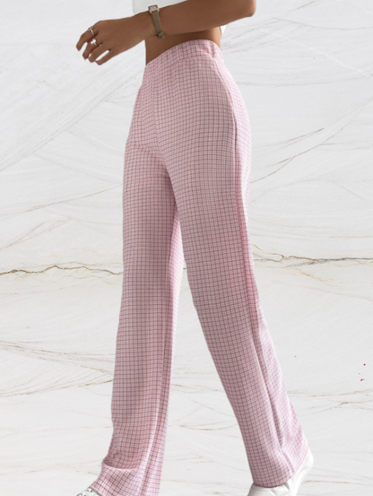 Classic Fit Women's Checked Wide Leg Pants