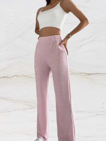 Classic Fit Women's Checked Wide Leg Pants