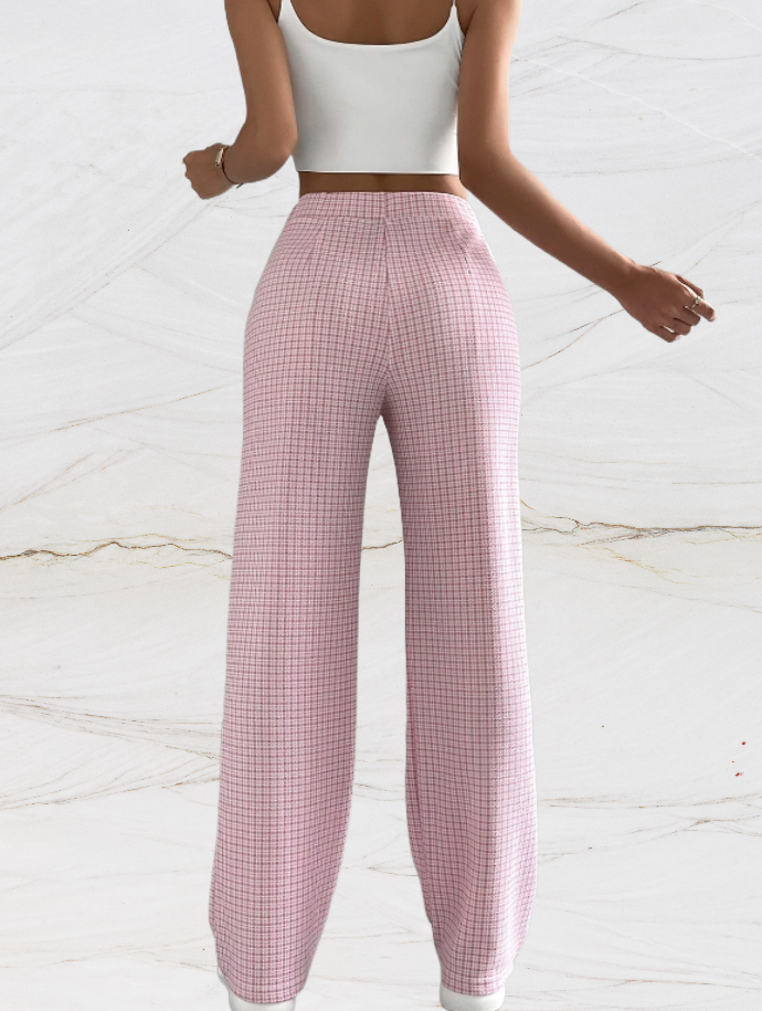 Classic Fit Women's Checked Wide Leg Pants