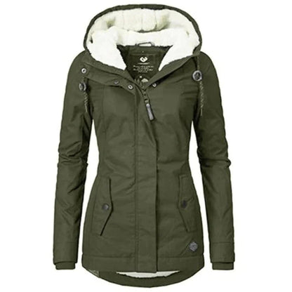 Warm Fleece Parka Jacket with Hood and Adjustable Waist - Nocini