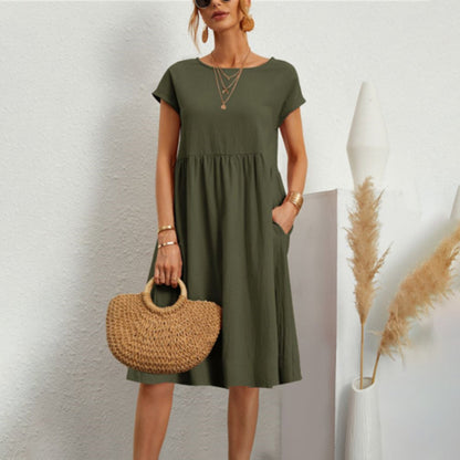 Relaxed Fit Women's Casual Short Sleeve Dress